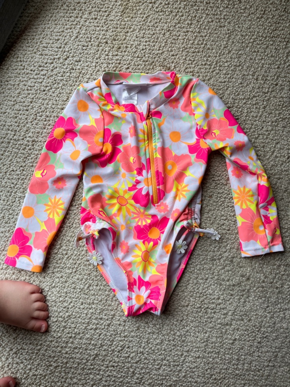 NICOLE MILLER NEW YORK Toddler Girl Long Sleeve Swimsuit Pink Floral 2T
